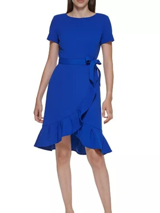 Calvin Klein Dresses & Skirts - Calvin Klein Royal Blue Ruffle-Hem Sheath Dress Size 10